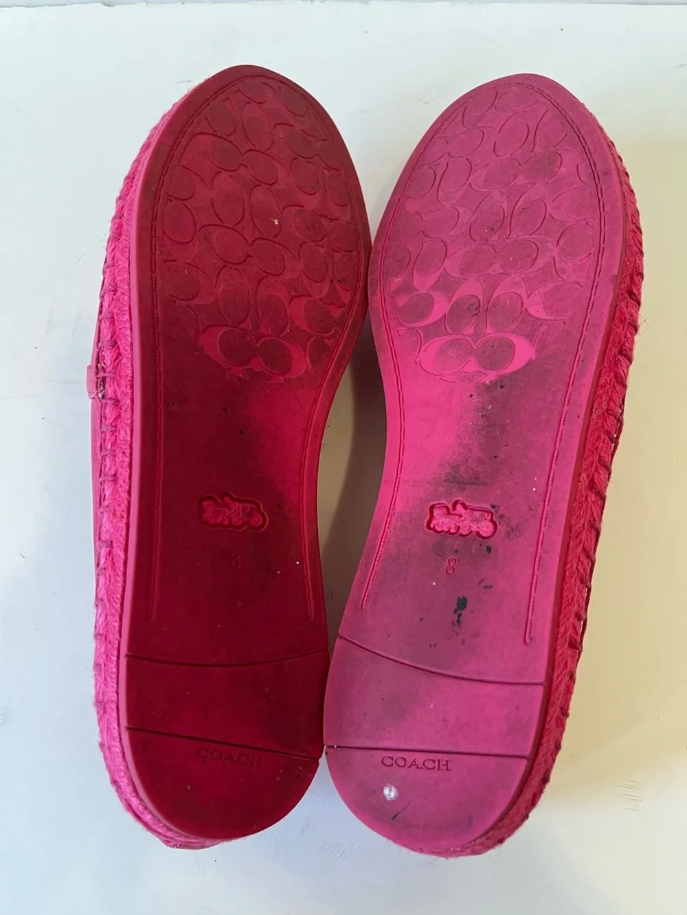 Coach Charlie Pink Leather Espadrille Slip-Ons Size 8B